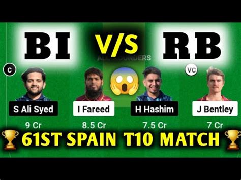 BI VS RB BI VS RB Dream11 BI VS RB Dream11 Prediction BI VS RB