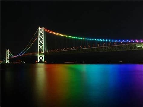 Akashi Kaikyo Bridge At Night Glossy Poster Picture Photo Pearl Japan