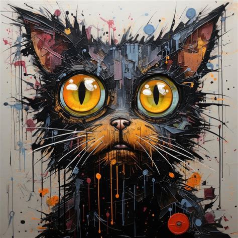 Premium Ai Image Crazy Cat Kitty Furious Mad Portrait Expressive