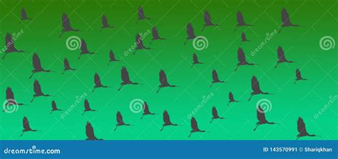 Header Background Birds Eurasian Spoonbills On Green Background Stock