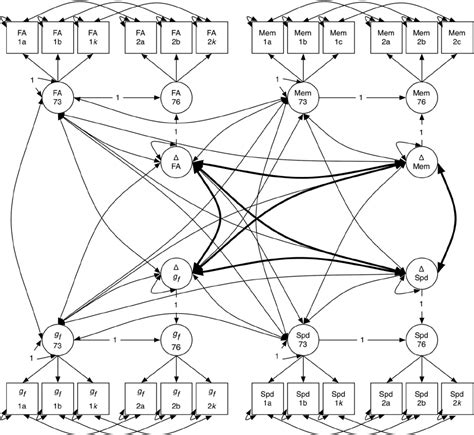 Full Path Diagram For The Four Way Multivariate Latent Difference Score