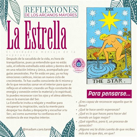 Reflexiones De Los Arcanos Mayores La Estrella Tarot Cartas