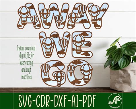 Hot Air Balloon Alphabet Set 2 Layer Letters 49 Letter Options SVG Vector File Ai Cdr Dxf