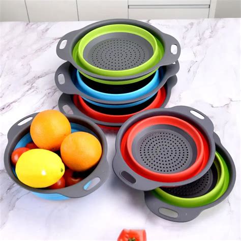 Pliage Silicone Panier De Vidange Fruits L Gumes Panier De Lavage