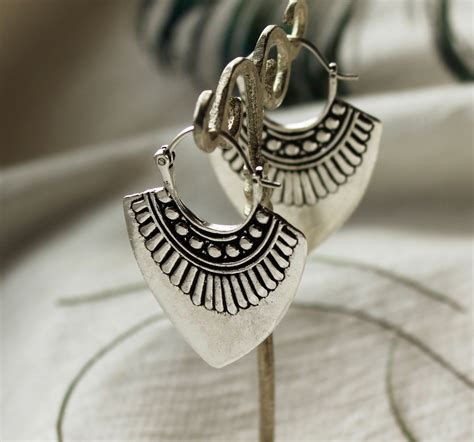 Tribal Earrings Ethnic Earrings In Silver Boho Earrings Etsy