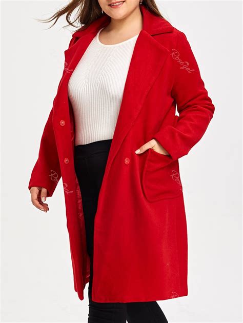 20 Off Wool Blend Belted Plus Size Trench Coat Rosegal