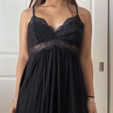 Black Lingerie Dress Lace Top With Cut Outs Depop