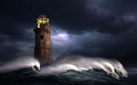 Lighthouse Waves Storm 1080P, 2K, 4K, 5K HD Wallpapers Free, 45% OFF