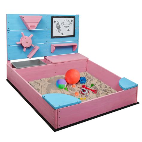 Belleze 394 X 77 Solid Wood Rectangle Sandbox With Cover