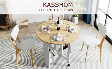 Amazon Kasshom Round Drop Leaf Folding Dining Table