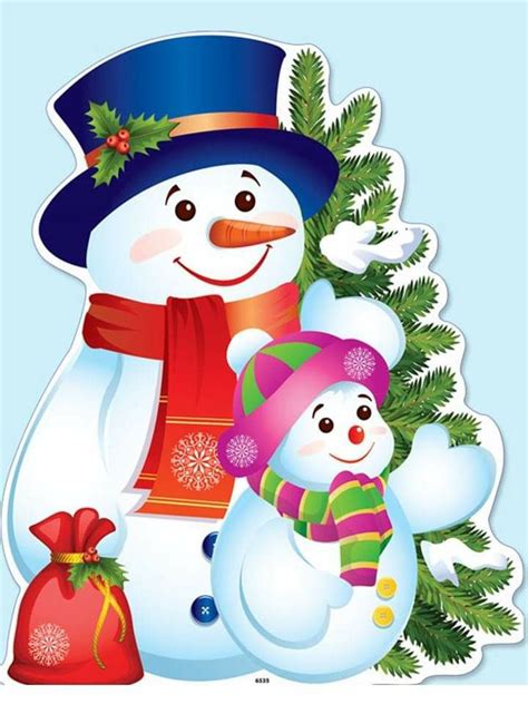 A Snowman And Two Bears Standing Next To A Christmas Tree