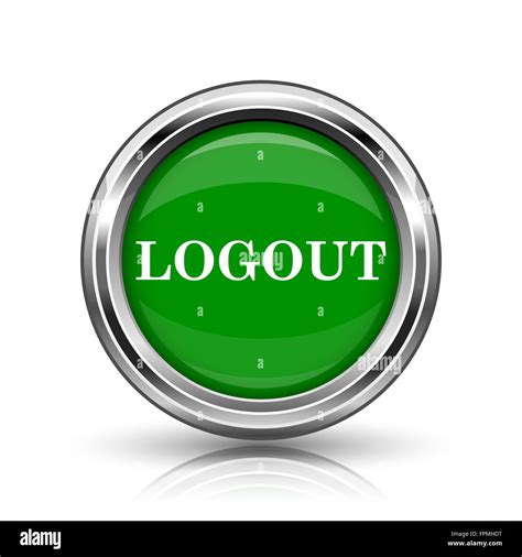 Logout Icon Metallic Internet Button On White Background Stock Photo