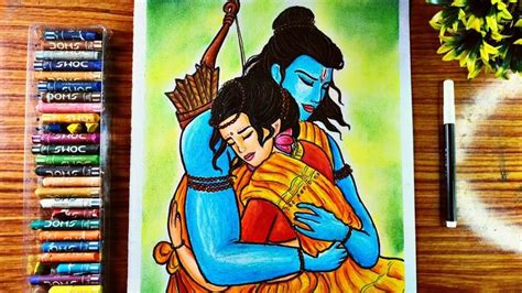 Ram Sita Drawing Easy With Oil Pastel How To Draw Lord Ram With Sita