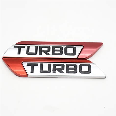 Pairs Chrome Metal Turbocharged Car Tail Emblem Badge Universal Black