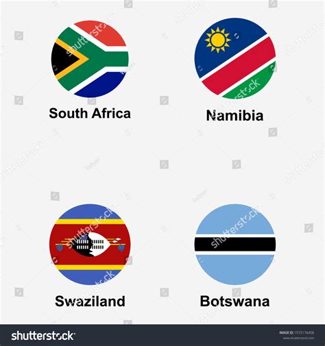 Southern African Countries Flags Icon Set Stock Vector Royalty Free