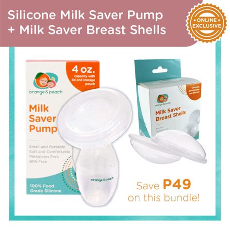 Orange And Peach Milk Saver Pump Hands Free Breastfeeding Pump Milk