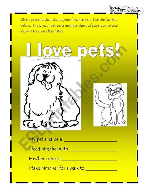 English Worksheets My Favorite Pet