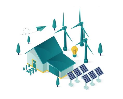 Renewable Energy Using Solar Panel To A House Isometric Illustration