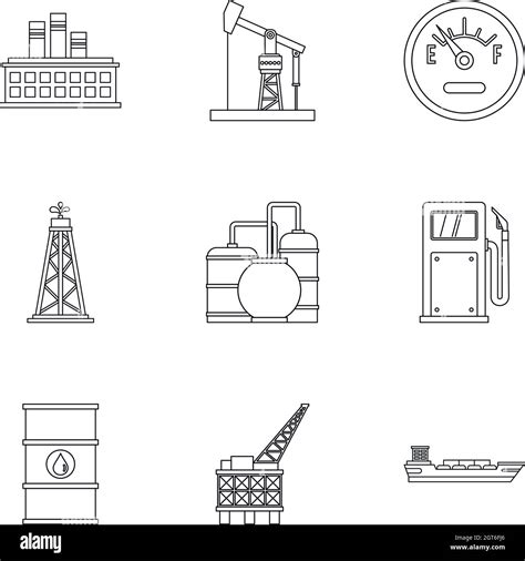 Petroleum Icons Set Outline Style Stock Vector Image Art Alamy