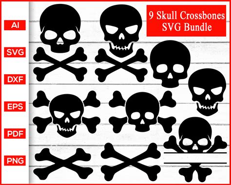 Skull Crossbones Svg Skull Svg Bones Svg Silhouette Etsy