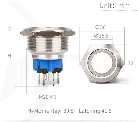 1 No1nc 28mm Verriegelung Edelstahl Flacher Rundkopf 220v Led Industrie