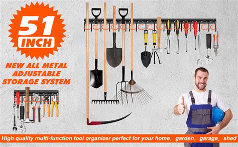 TVKB 51 All Metal Garden Tool Organizer Adjustable Garage Tool