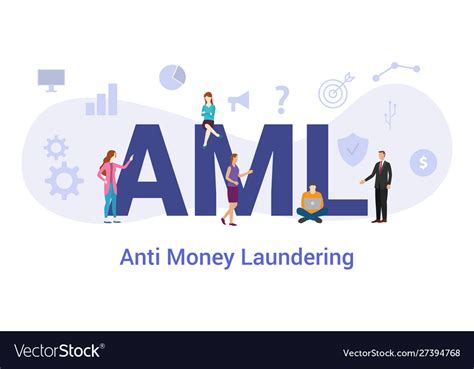 Aml Anti Money Laundering Concept With Big Word Vector Image