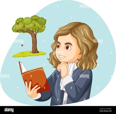 Sir Isaac Newton With Gravitation Theory Illustration Stock Vector