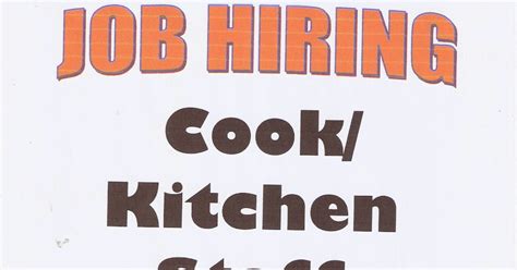 Jobs Corner Job Hiring Cook Kitchen Staff