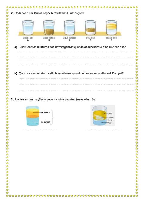 Atividades Sobre Misturas Homog Neas E Heterog Neas O Ano Gabarito