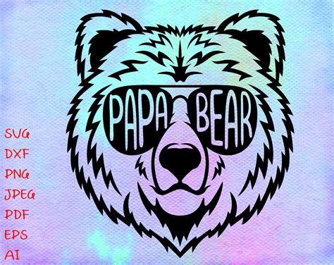 Papa Bear Face Svg Files Papa Bear Svg Bear Svg Papa Svg Etsy