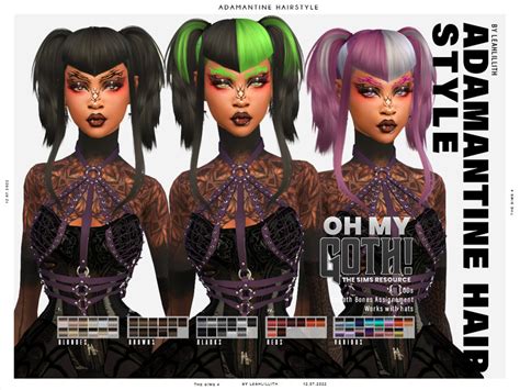 The Sims Resource Oh My Goth Adamantine Hairstyle