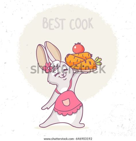 Super Cute Funny Bunny Cook Apron Vetor Stock Livre De Direitos