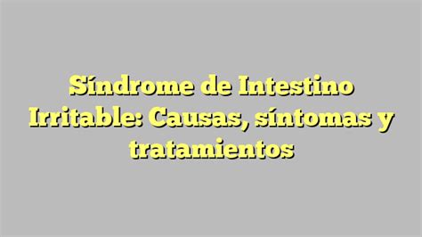 Síndrome de Intestino Irritable Causas síntomas y tratamientos