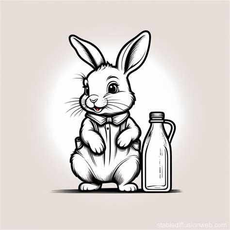 Retro Rabbit With Oil Bottle Stable Diffusion Online