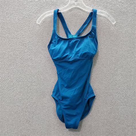 Nike Women Swimwear Small Blue Swimsuit Logo Swoosh Racerback Ebay