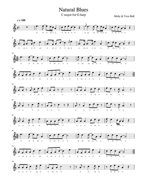 Natural Blues Sheet Music For Harmonica Solo