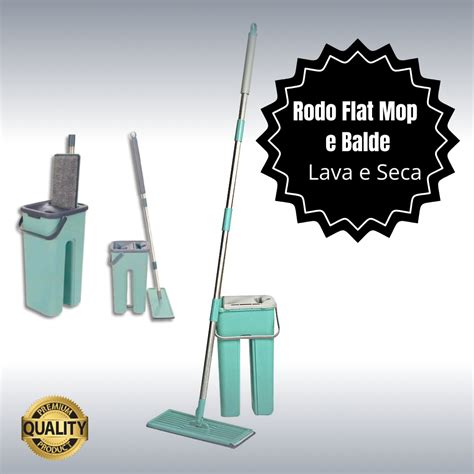 Kit Rodo Flat Mop E Balde Lava E Seca Profissional 1 Refil Shopee