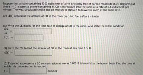 Solved Suppose That A Room Containing Cubic Feet Of Air Chegg