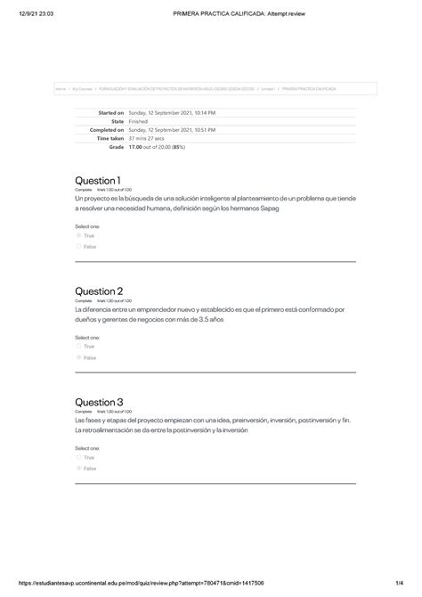 Primera Practica Calificada Attempt Review Home My Courses