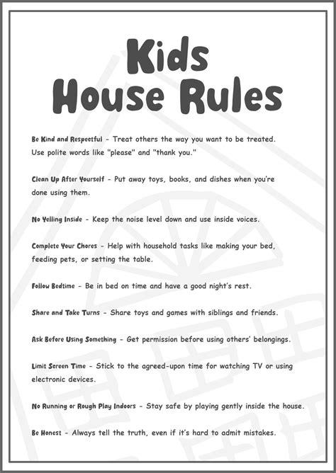 images  printable household rules  printable family