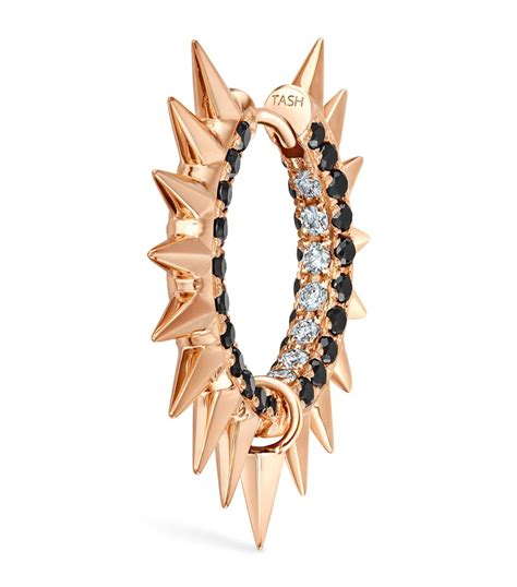 Maria Tash Rose Gold Black And White Diamond Pav Metal Mohawk Hoop