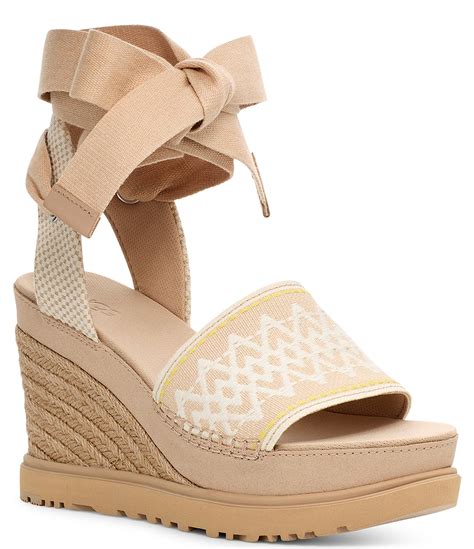 Ugg Abbot Ankle Wrap Platform Wedge Espadrille Sandals Dillards