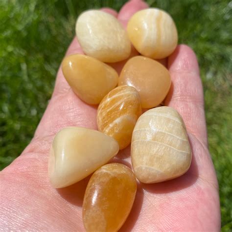 Yellow Calcite Tumbled Stone Lemon Yellow Calcite Stones Etsy