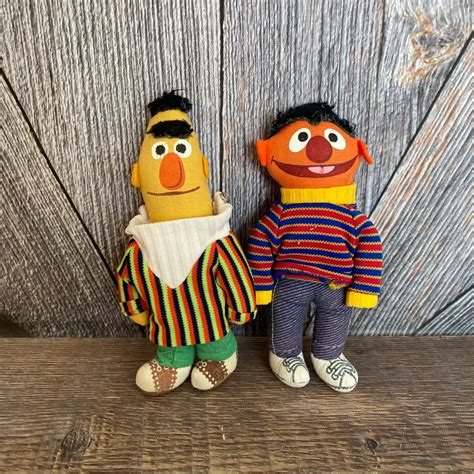 Vintage Bert And Ernie Plush Toy Dolls Knickerbocker Stuffed Sesame