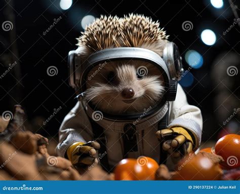 Astronaut Hedgehog In Space Suit With Camera Stock Illustration