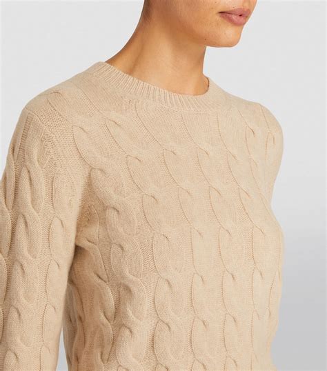 Womens Max Mara VIP Beige Cashmere Cable Knit Sweater Harrods