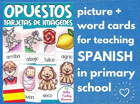 Opuestos Spanish Opposites Picture Word Cards Flash Cards