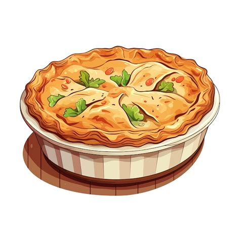 Premium Vector Chicken Pot Pie Vector Clipart White Background
