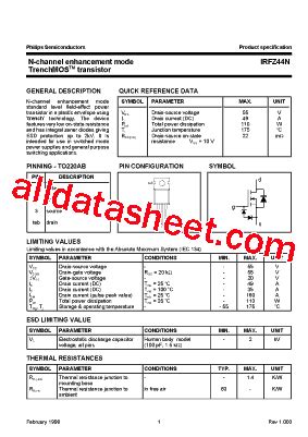 IRFZ44N Datasheet PDF NXP Semiconductors